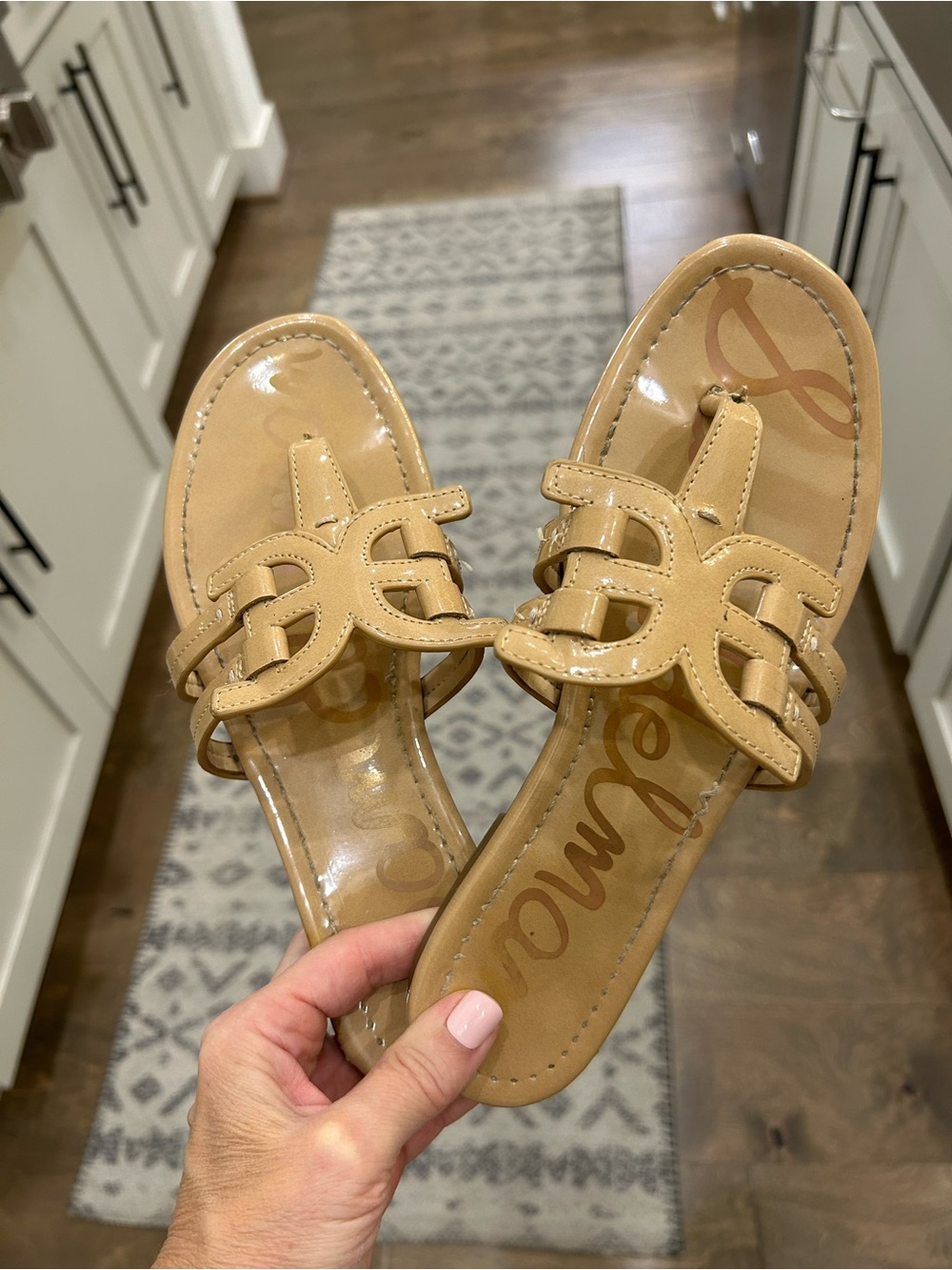 Sam Edelman Women's Sand Patent Leather Slide Sandals